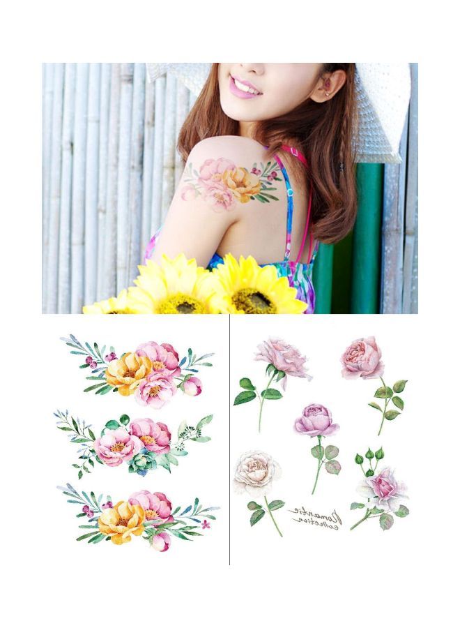 NIBEMINENT 2-Piece Floral Tattoo Multicolour - Image 1