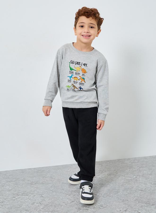 Styli Boys Grey Dinosaur Print Sweatshirt - Image 3