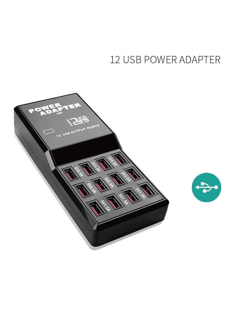 USB 12 Port Multi Charger, Charge Your Phone, Headphone, Game Controller All at the Same Time for Home and Travel the Perfect Power Charging Station for the Complete Family