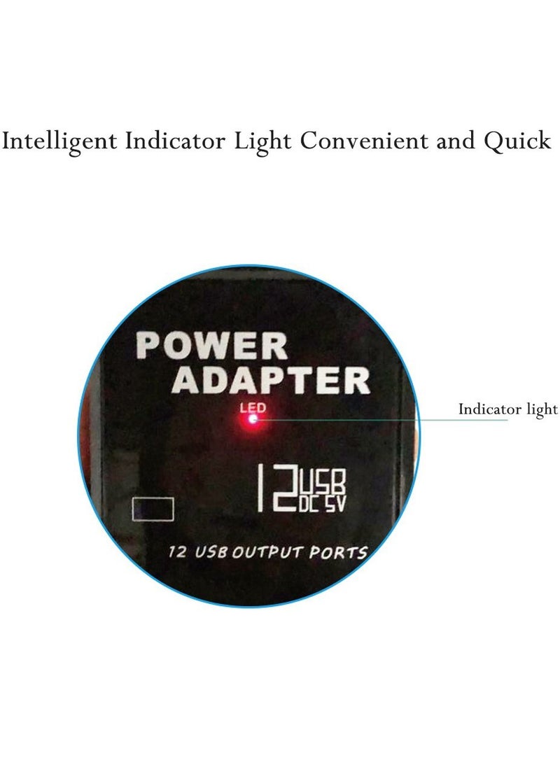 USB 12 Port Multi Charger, Charge Your Phone, Headphone, Game Controller All at the Same Time for Home and Travel the Perfect Power Charging Station for the Complete Family