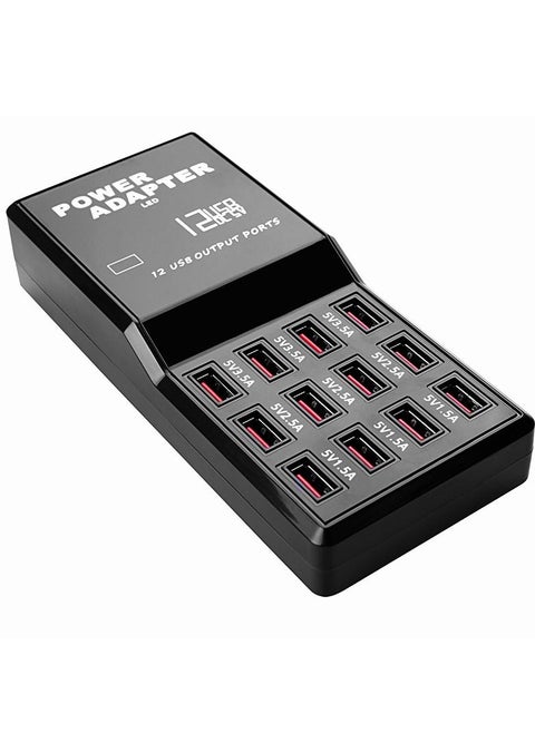 USB 12 Port Multi Charger, Charge Your Phone, Headphone, Game Controller All at the Same Time for Home and Travel the Perfect Power Charging Station for the Complete Family