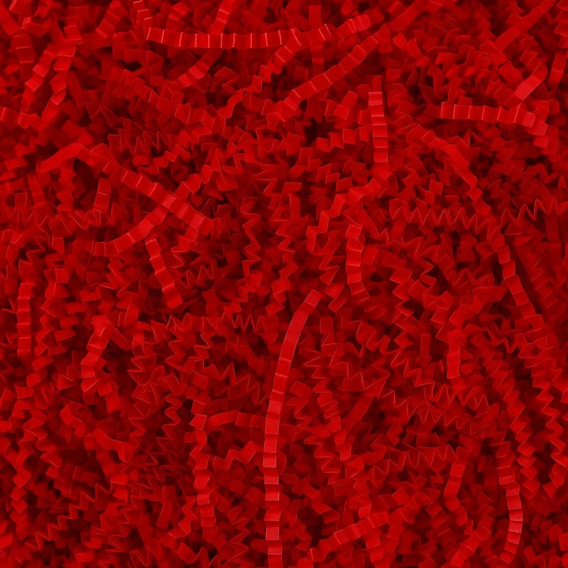 JPPL Red Shredded Crinkle Paper for Gift Wrapping, Basket & Hamper Filling | Decorative Kraft Filler for Boxes, Return Gifts & DIY | Eco-Friendly 100g Reusable Packaging Confetti - Image 1