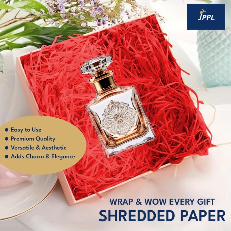 JPPL Red Shredded Crinkle Paper for Gift Wrapping, Basket & Hamper Filling | Decorative Kraft Filler for Boxes, Return Gifts & DIY | Eco-Friendly 100g Reusable Packaging Confetti - Image 5