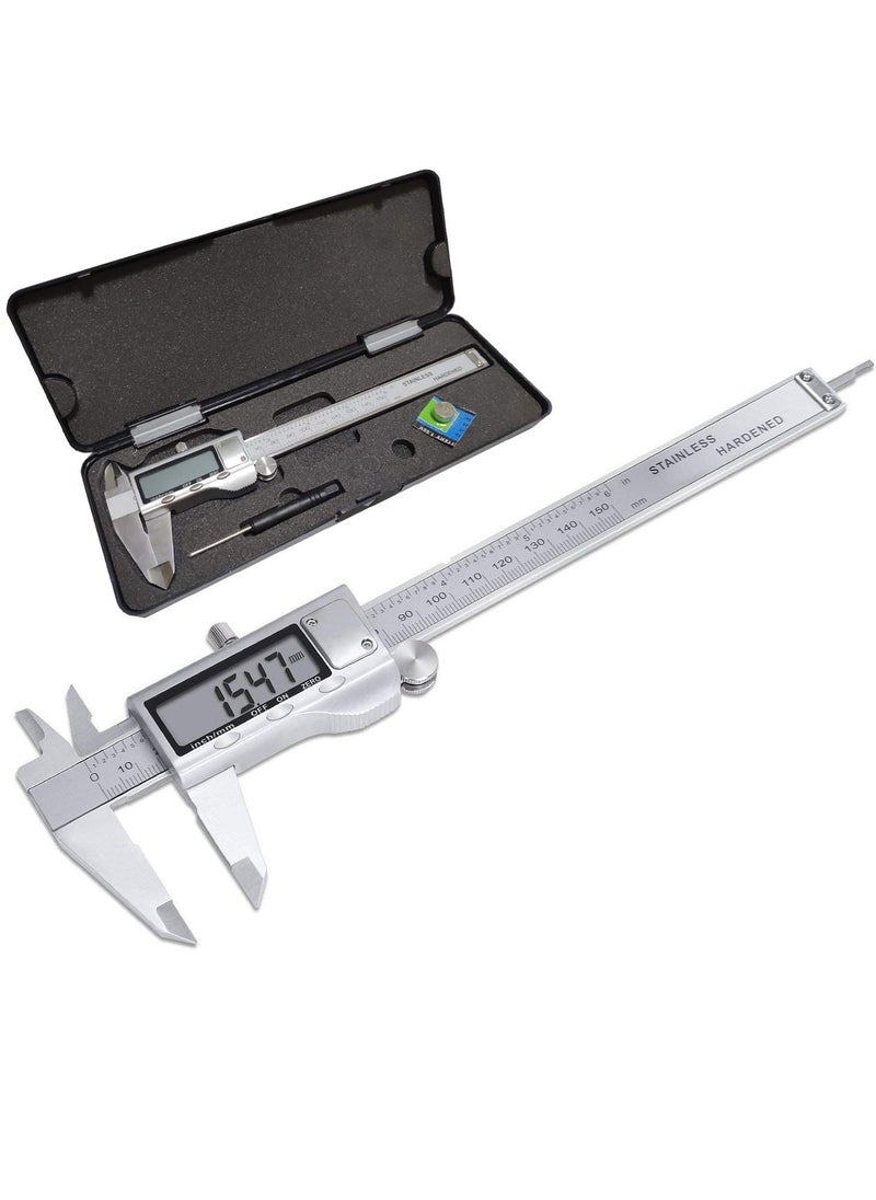 Generic - Digital Caliper 6 Inch Measuring Tool Stainless Steel Vernier Caliper Digital Micrometer with Large LCD Screen Auto-Off Feature Inch/Metric Conversion Measuring Tool Caliper - Image 1