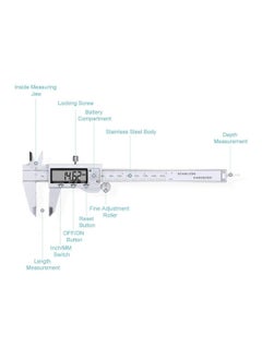 Generic Digital Caliper 6 Inch Measuring Tool Stainless Steel Vernier Caliper Digital Micrometer with Large LCD Screen Auto-Off Feature Inch/Metric Conversion Measuring Tool Caliper  - Image 2