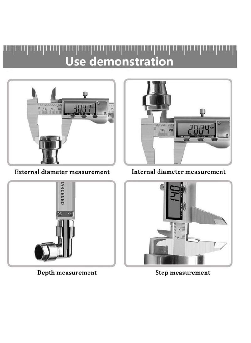 Generic - Digital Caliper 6 Inch Measuring Tool Stainless Steel Vernier Caliper Digital Micrometer with Large LCD Screen Auto-Off Feature Inch/Metric Conversion Measuring Tool Caliper - Image 1