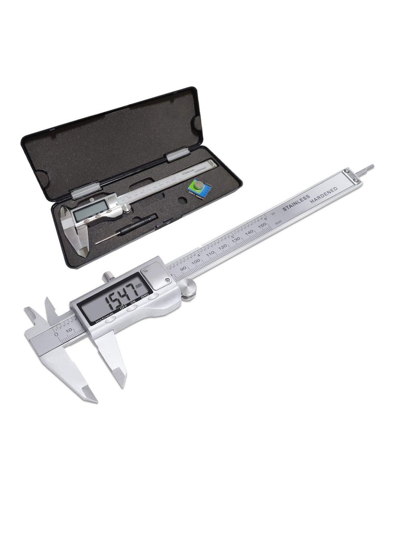 Generic - Digital Caliper 6 Inch Measuring Tool Stainless Steel Vernier Caliper Digital Micrometer with Large LCD Screen Auto-Off Feature Inch/Metric Conversion Measuring Tool Caliper - Image 1