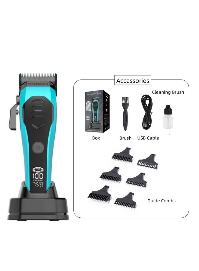WAIKIL Professional Men'S Haircut, Beard Trimmer, LED Display With T-Blade,  Rechargeable, Removable Washable Blade，Blue - Image 1
