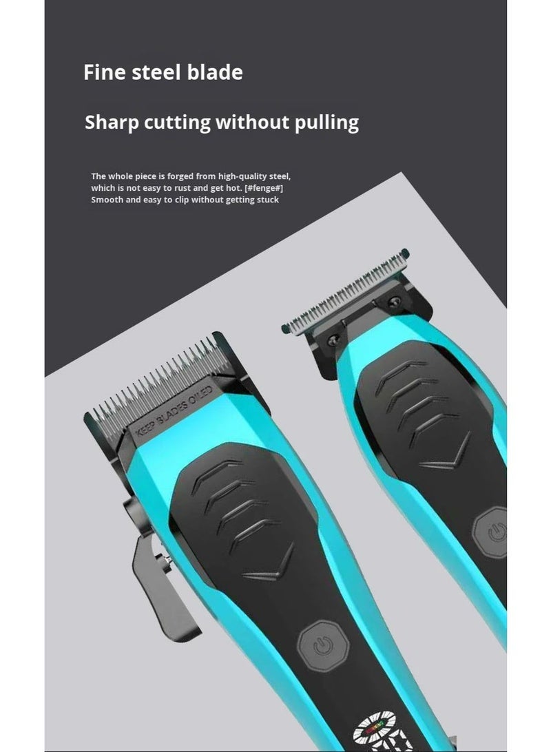 WAIKIL Professional Men'S Haircut, Beard Trimmer, LED Display With T-Blade,  Rechargeable, Removable Washable Blade，Blue - Image 5