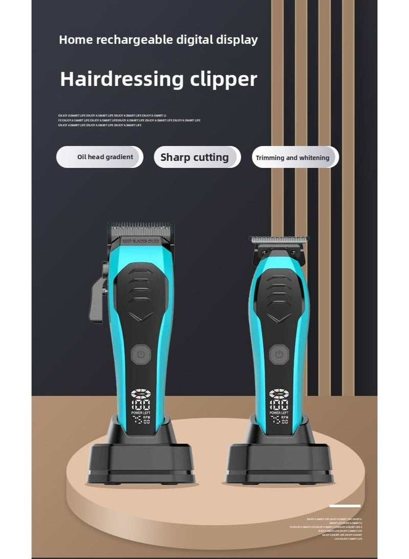 WAIKIL Professional Men'S Haircut, Beard Trimmer, LED Display With T-Blade,  Rechargeable, Removable Washable Blade，Blue - Image 2