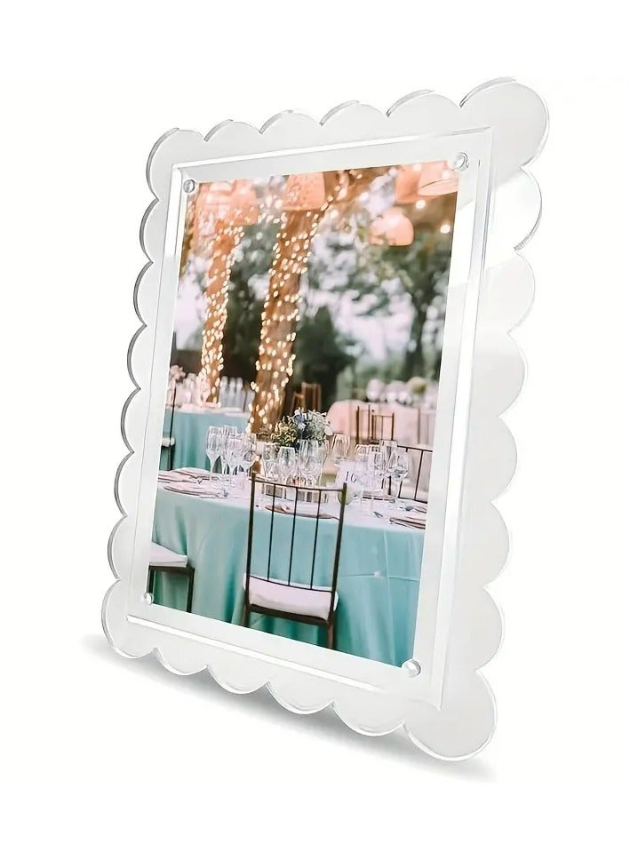 JiFENG Acrylic Fan-Shaped Photo Frame Rectangular Magnetic Closure, with Dual Stand Holes, for Vertical & Horizontal Display,Home & Kitchen Decor Album Frame Accessory - Image 1