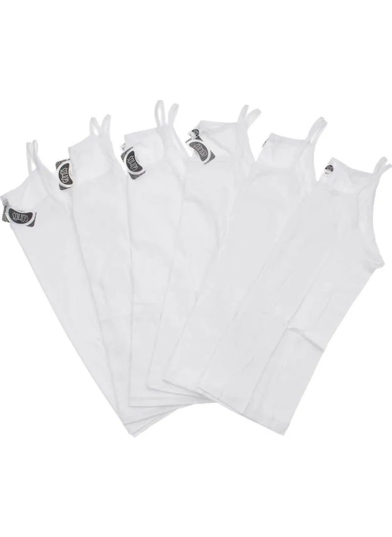 Gümüş Silver 6 Pack Women's Undershirt with Ribbed and White Rope Straps