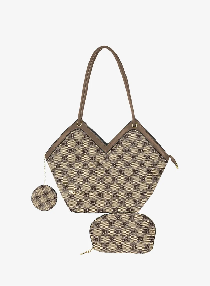 بارا جون طقم حقيبة نسائية Para John – شنطة جلد صناعي مع محفظة وشنطة صغيرة بتصميم منقوش