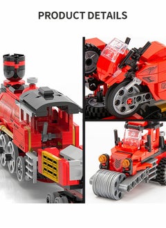 GROIC 3 In 1 Toy Building Set, Boy Train Building Set, Creative Stem Toys For Kids, Train Tractor Motorcycle Blocks, Creative Kids Gifts  - Image 3