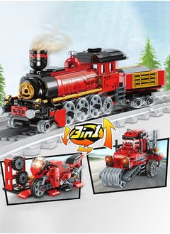 GROIC 3 In 1 Toy Building Set, Boy Train Building Set, Creative Stem Toys For Kids, Train Tractor Motorcycle Blocks, Creative Kids Gifts  - Image 2