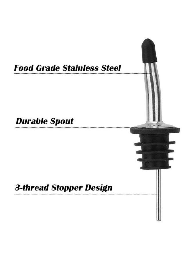 SourceTon - 5 Pack Stainless Steel Liquor Pour Spouts Set & 2 Double Jiggers Sourceton 5 Liquor Pour Spouts + 5 Dust Caps Covers + 2 Cleaning Brush + 2 Double Jiggers For Cocktail Making - Image 1
