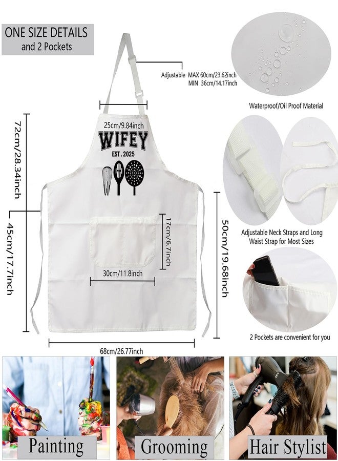 MBMSO Hubby Wifey Cooking Aprons for Couples Apron Sets Hubby and Wifey Est 2025 Wedding Gift for Newlywed His and Hers Apron (Hubby&Wifey Apron-Sets) - Image 4