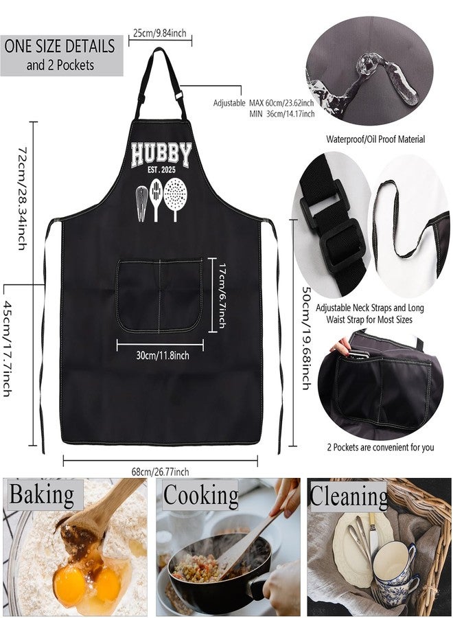 MBMSO Hubby Wifey Cooking Aprons for Couples Apron Sets Hubby and Wifey Est 2025 Wedding Gift for Newlywed His and Hers Apron (Hubby&Wifey Apron-Sets) - Image 3