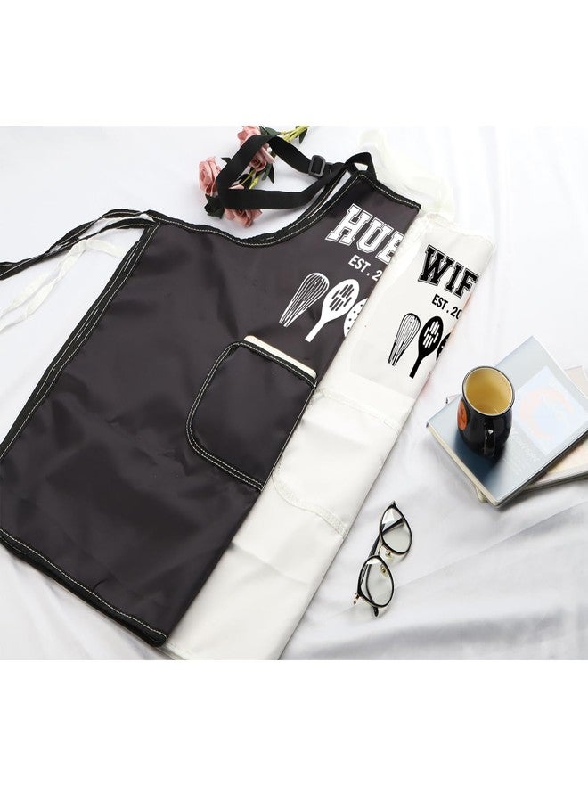 MBMSO Hubby Wifey Cooking Aprons for Couples Apron Sets Hubby and Wifey Est 2025 Wedding Gift for Newlywed His and Hers Apron (Hubby&Wifey Apron-Sets) - Image 5