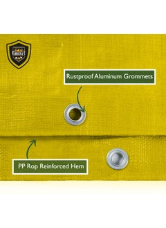 RhinoKraft Rhinokraft Heavy Duty AllPurpose Tarp 18ft x 12ft 130 GSM Waterproof UV Resistant Yellow  - Image 4