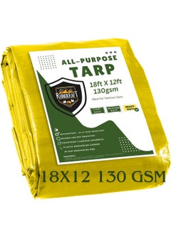 RhinoKraft Rhinokraft Heavy Duty AllPurpose Tarp 18ft x 12ft 130 GSM Waterproof UV Resistant Yellow  - Image 1
