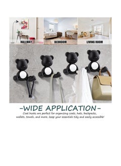 Y&D Coat Hooks Wall Mounted, 4 Pcs Hooks, Little Bear Heavy Duty Black Bathroom Kitchen Towel for Hanging Jacket Robe Dog Lead  - Image 5