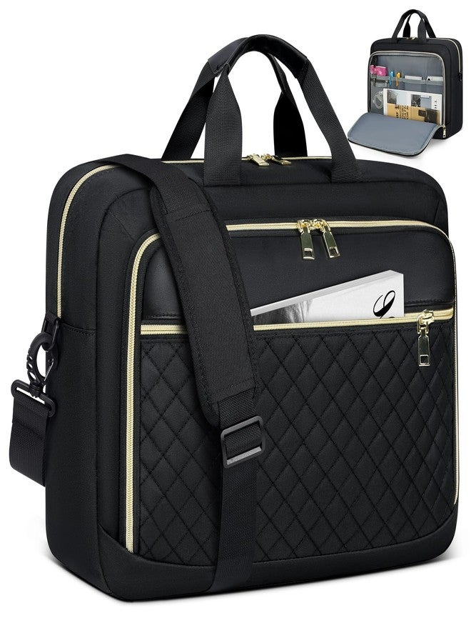 NEWHEY Laptop Bag 17.3 Inch Laptop Briefcase for Women Men Waterproof Shoulder Messenger Bag Large Computer Bag for Business Office Work College, Black - Image 1