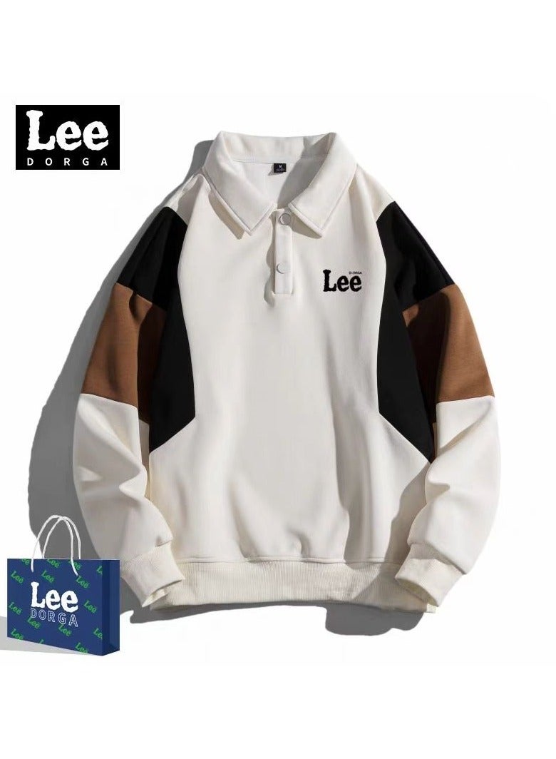 LEE New Loose Casual Long Sleeved Polo Shirt With Contrasting Colors 