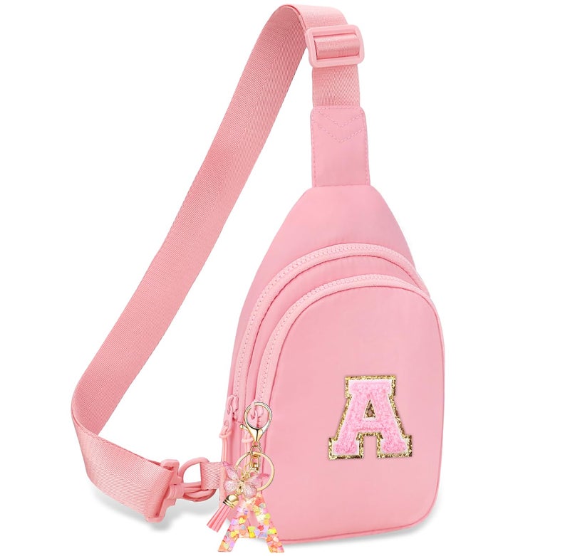 Kejea Birthday Gifts for for Girls Women- Personalized Initial Sling Bag Cross Body Bag Fashion Waist Packs Trendy Travel Fanny Pack with Initial Letter Patch Cute Stuff A - Image 1
