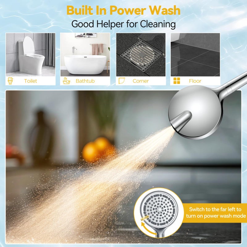DAKINGS Filtered Shower Head With Handheld  Huge 6-Inch High Pressure Detachable Shower Head With Filters  Premium Chrome Water Softener Shower Head For Hard Water  Built-In Power Wash To Clean Tub And Pets - Image 5