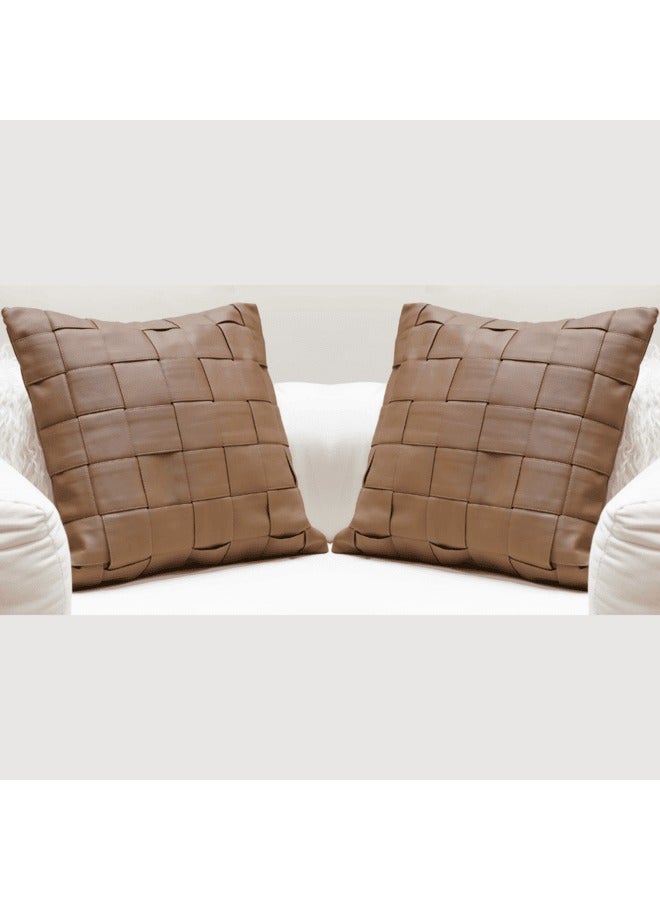 MAAC HOME MAAC Home Set of 2 Cushion Cover Lumbar Brown Cushion CoverPremium Modern Minimalist Elegant design for Sofa Couch Bed Chair