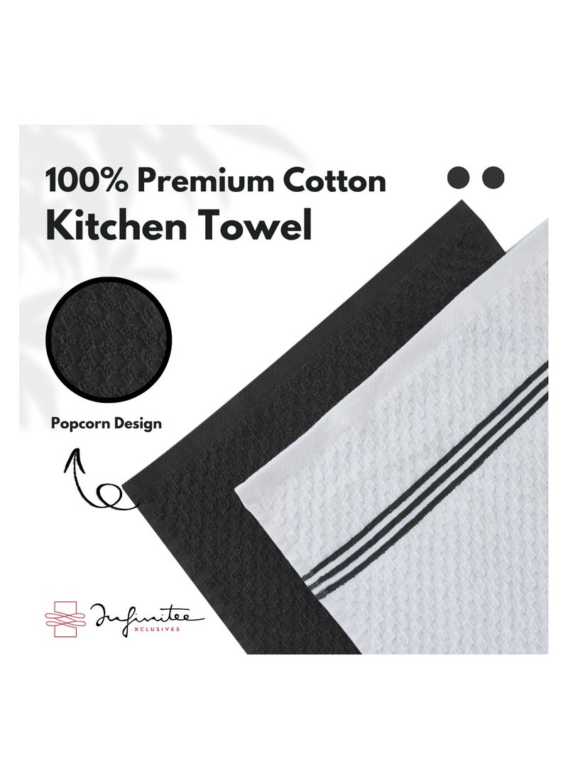 Infinitee Xclusives Premium Kitchen Towels – Pack of 6, 100% Cotton 15x25 Inches Absorbent Dish Towels - 425 GSM Tea Towel, Terry Kitchen Dishcloth Towels- Black Dish Cloth for Household Cleaning by Infinitee Xclusives  - Image 3
