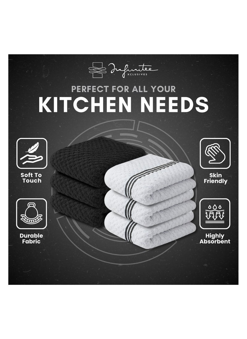 Infinitee Xclusives Premium Kitchen Towels – Pack of 6, 100% Cotton 15x25 Inches Absorbent Dish Towels - 425 GSM Tea Towel, Terry Kitchen Dishcloth Towels- Black Dish Cloth for Household Cleaning by Infinitee Xclusives  - Image 4