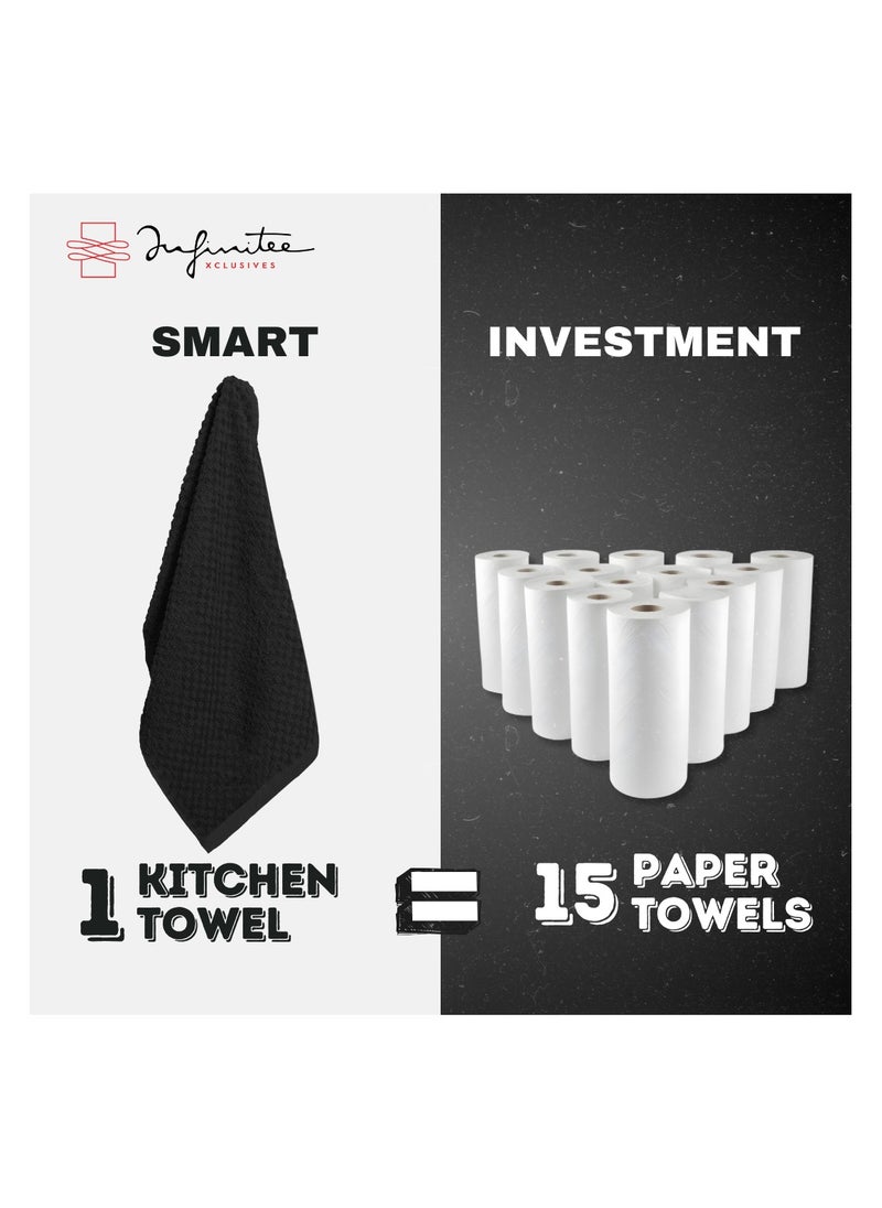 Premium Kitchen Towels – Pack of 6, 100% Cotton 15x25 Inches Absorbent Dish Towels - 425 GSM Tea Towel, Terry Kitchen Dishcloth Towels- Black Dish Cloth for Household Cleaning by Infinitee Xclusives - pzsku/Z3E32FBC44BF371D9A490Z/45/_/1735200437/89b61b41-a3b0-4367-8062-79d8271355fd