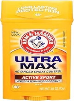 Arm & Hammer UltraMax, Active Sport, Wide Solid Stick, Antiperspirant Deodorant, for Men, (73) g 