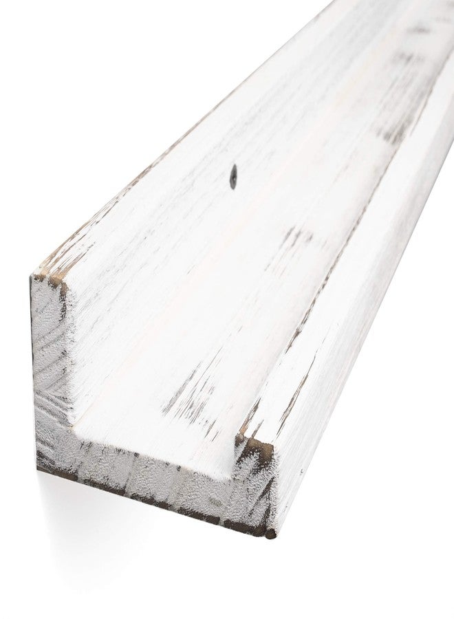 Rustic State Ted 36" Narrow Wall Mount Wood Picture Ledge Photo Frame Display Floating Shelf for Living Room, Kitchen, Bedroom, Bathroom, Office Décor Storage - Washed White - Image 4