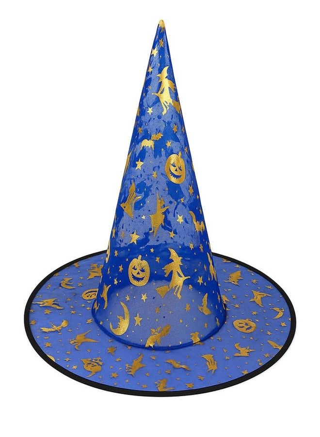 YUPPIN Witch Hats Pack of 3 - Multicolor Halloween Costume Hats with Golden Print for Kids & Adults - Image 3