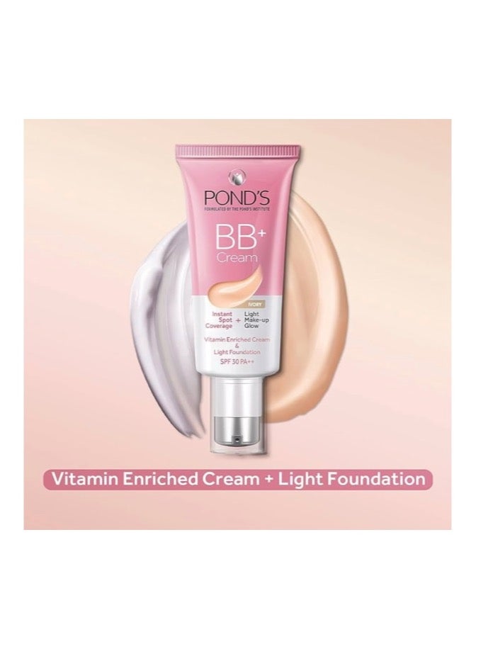 PONDS POND'S BB+ Cream, Instant Spot Coverage + Light Make-up Glow, Ivory 30g - Image 3