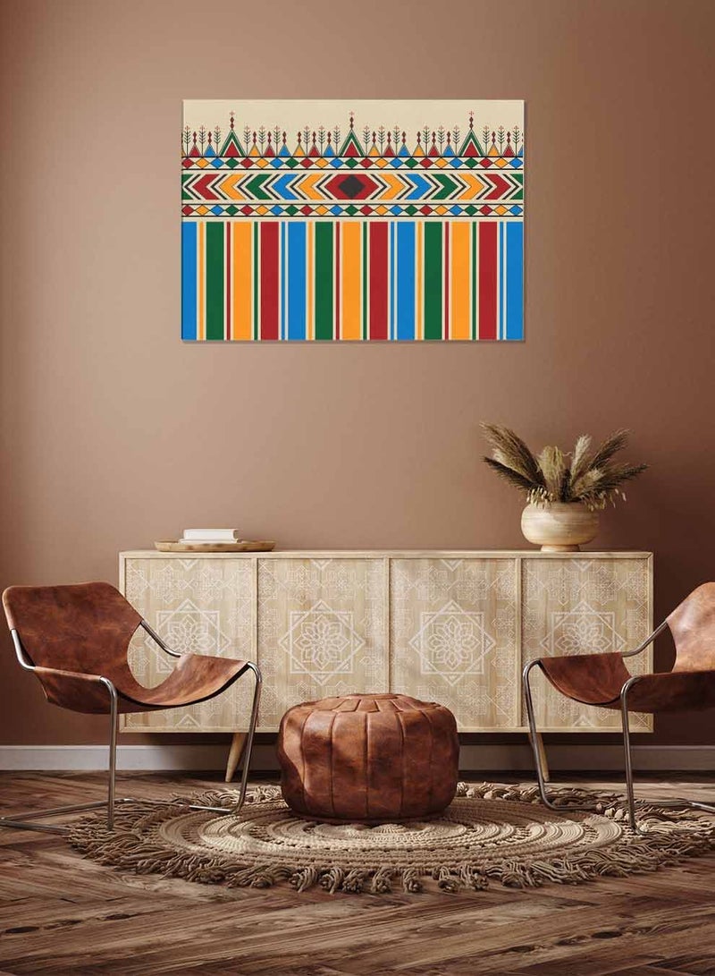 لوحة كانفاس على إطار خشبي، تصميم مستوحى من القط العسيري بمنظر أفقي، للمنزل، غرفة المعيشة، المكتب، الديكور - Image 1