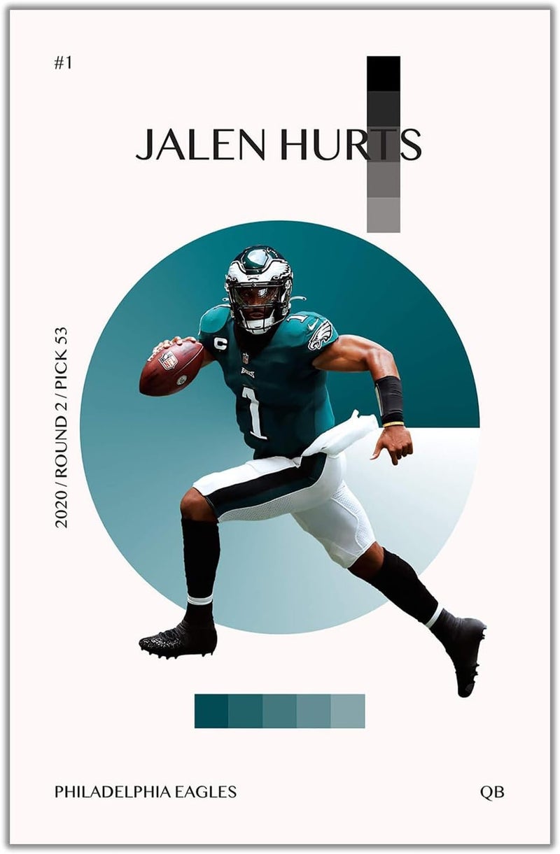weitol Jalen Hurts Sports Poster Wall Art - Image 1