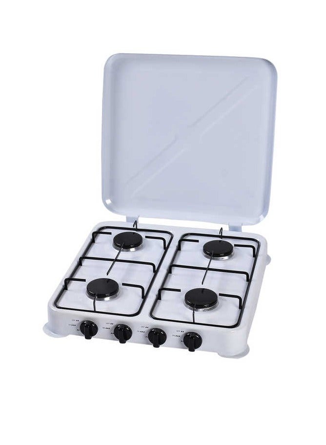 STARLUX 4 Burner Stainless Steel Kitchen Cooktop with Cover – Mini Camping Cooker, Compact and Portable Gas Stove for Home Kitchens, Outdoor Camping, and Travel Cooking – Durable and Easy to Clean - Image 1