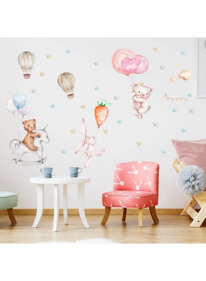 مايداهوي ملصقات ديكور حائط ذاتية اللصق على شكل حيوان كرتوني من Maydahui على شكل دب وأرنب ومنطاد هواء ساخن في غرفة المعيشة وغرفة النوم وغرفة الأطفال - Image 3