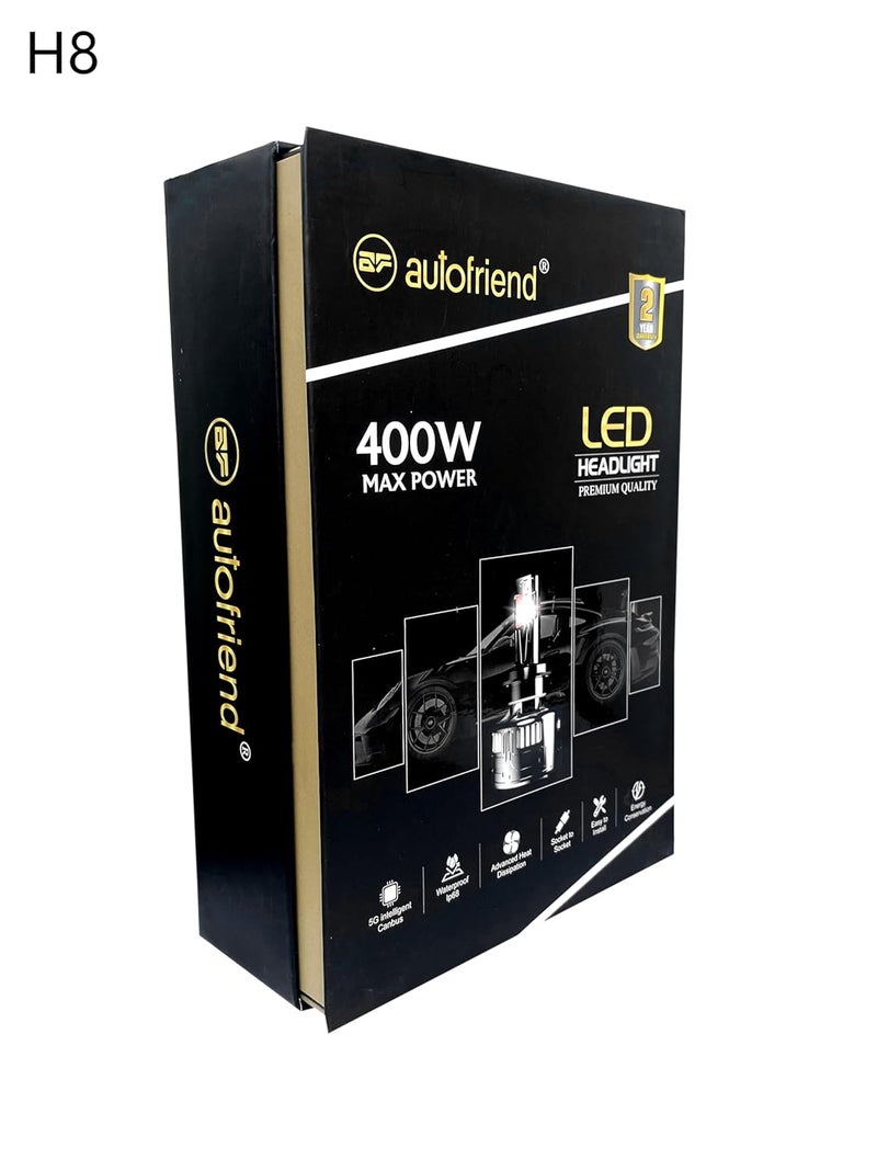autofriend مصباح أمامي LED، H/8، H/11، 400 واط، 40000 لومن، 6000 كلفن أبيض بارد، IP67 مقاوم للماء (af-400w-H8) - Image 2