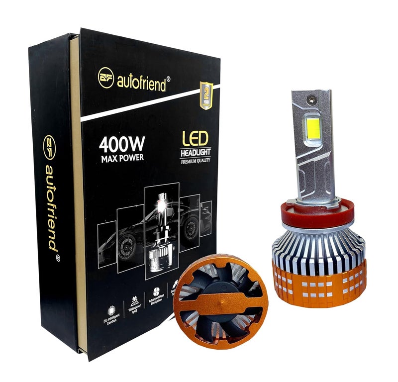 autofriend مصباح أمامي LED، H/8، H/11، 400 واط، 40000 لومن، 6000 كلفن أبيض بارد، IP67 مقاوم للماء (af-400w-H8) - Image 1