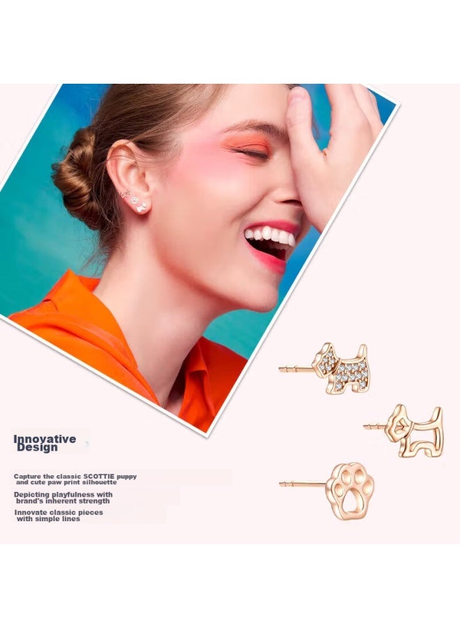 Agatha French Hollow Dog Silver Stud Earrings For Women Best Friend Earrings - Image 1