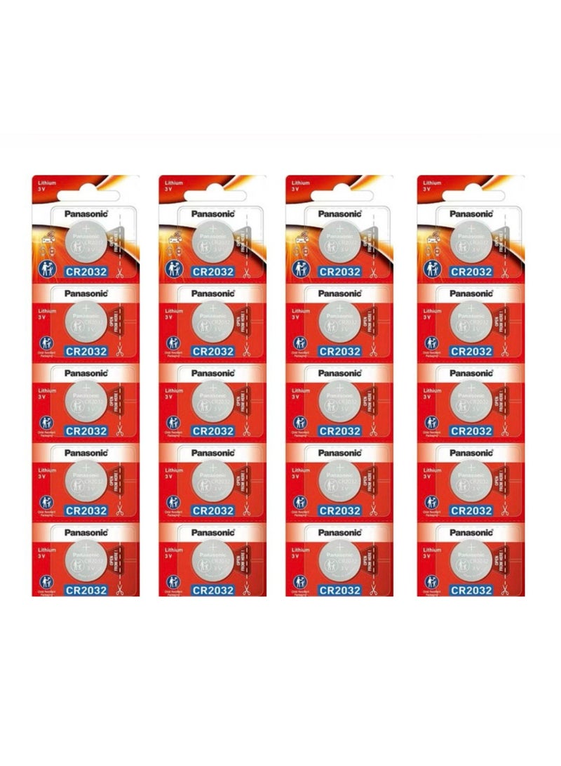 20-Pieces Panasonic CR2032 Lithium 3V Indonesia Batteries