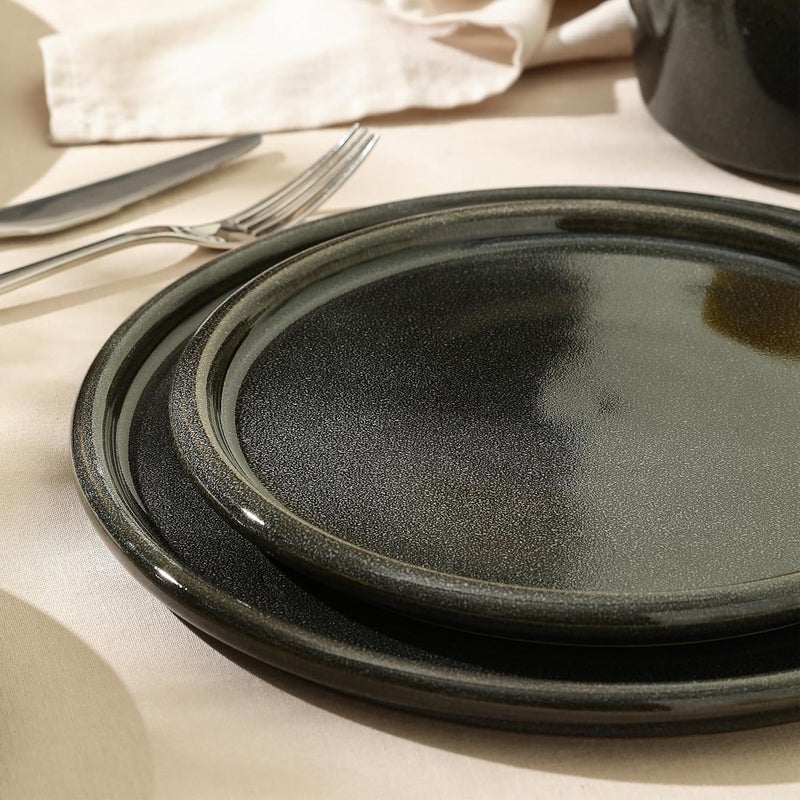 Stone Lain Eden 4Piece Dinner Plate Set Stoneware Charcoal Grey - Image 4