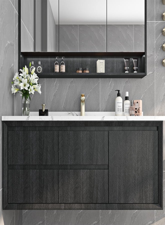 ReWallpaper ورق جدران خشبي أسود من ReWallpaper قابل للتقشير واللصق، ورق جدران مقاوم للماء من الخشب الداكن، ورق جدران لاصق ذاتي اللصق من الفينيل لسطح طاولة المطبخ، مقاس 17.7×78.7 بوصة - Image 3