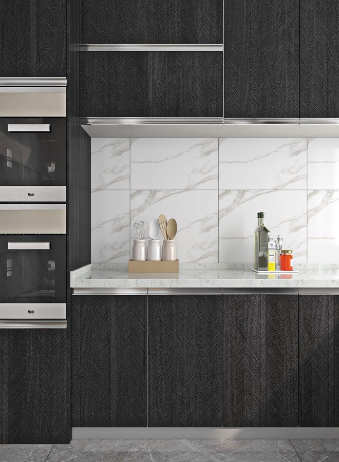 ReWallpaper ورق جدران خشبي أسود من ReWallpaper قابل للتقشير واللصق، ورق جدران مقاوم للماء من الخشب الداكن، ورق جدران لاصق ذاتي اللصق من الفينيل لسطح طاولة المطبخ، مقاس 17.7×78.7 بوصة - Image 5