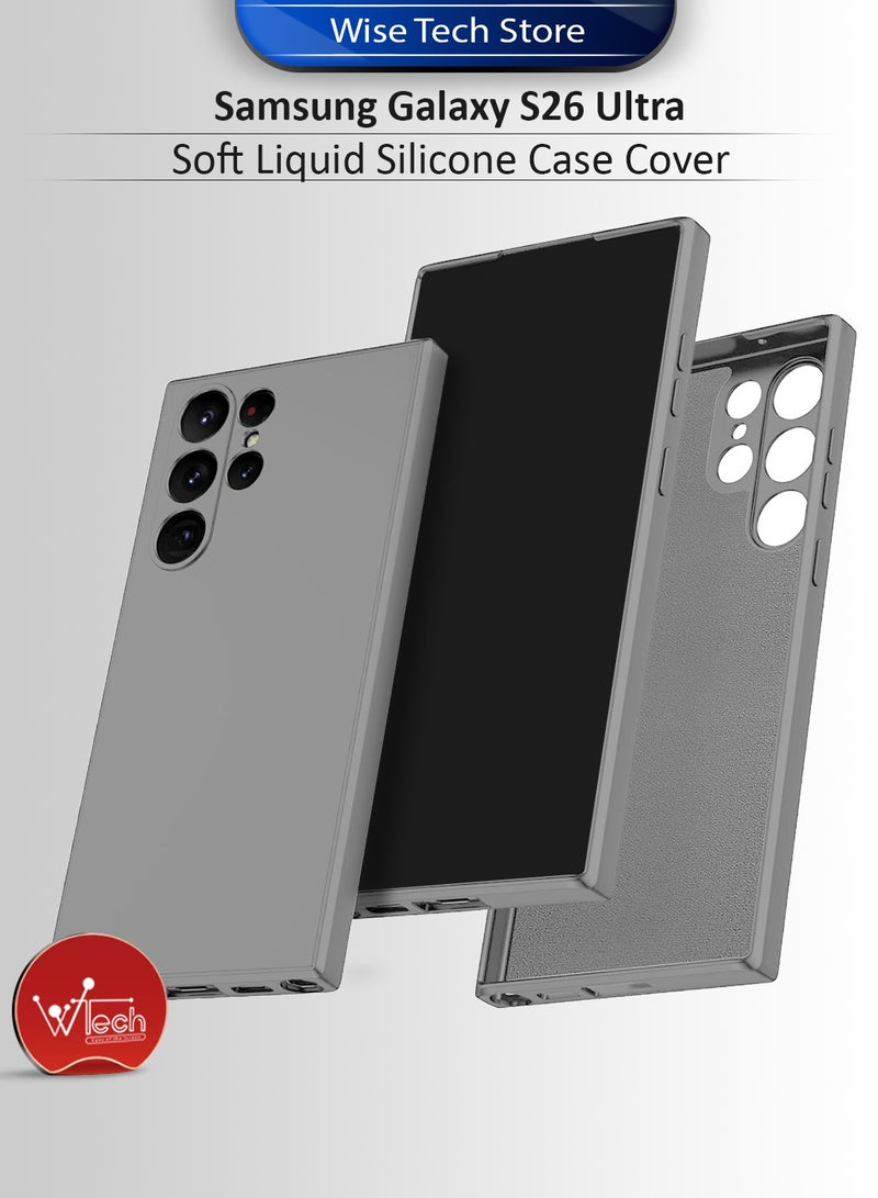 دبليو تيك غطاء حماية من السيليكون السائل الناعم لهاتف سامسونج جالاكسي S26 ألترا 5G 2025 (MCRPSN) - رمادي - Image 1